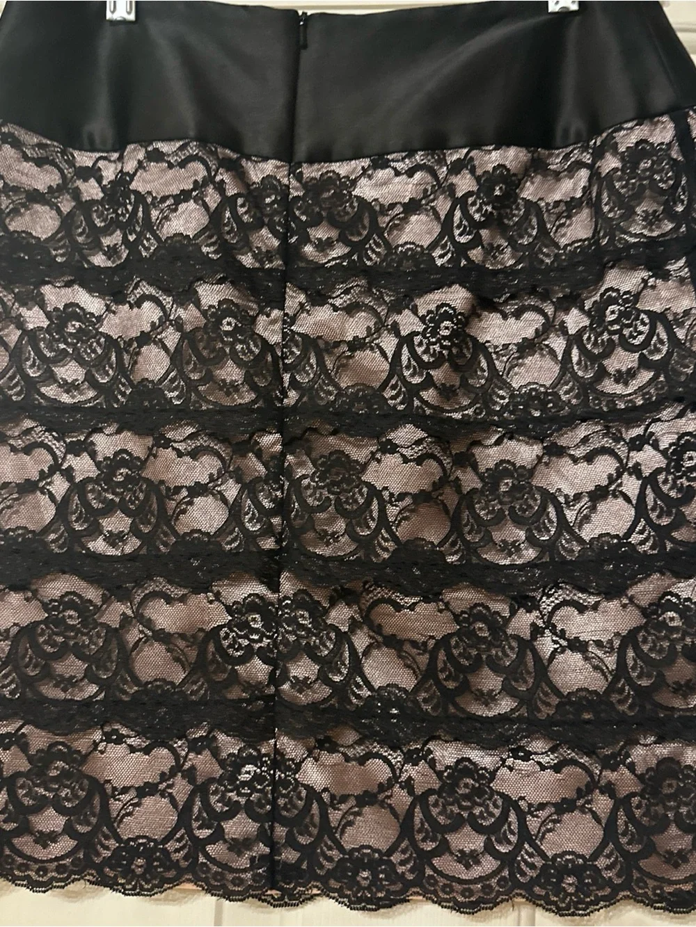 Dalia Black Lace Overlay A-Line Skirt